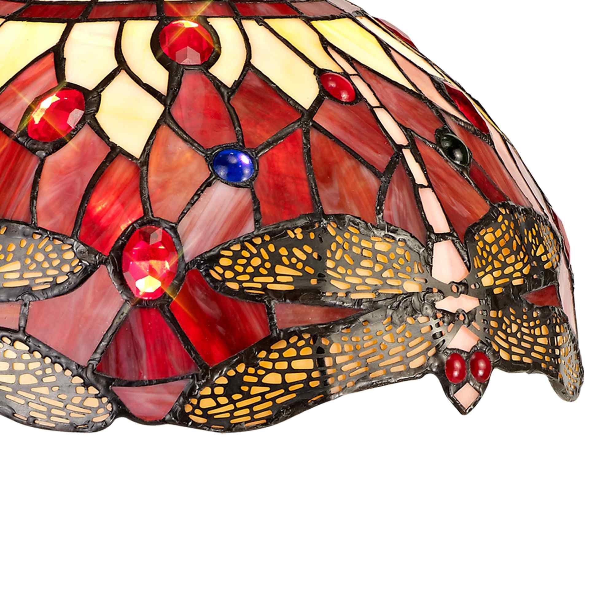 NLK00919 Heidi 3 Light Down Lighter Pendant With 30cm Tiffany Shade Purple/Pink/Crystal/Aged Antique Brass