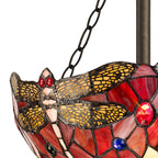 NLK00939 Heidi 3 Light Semi Ceiling With 30cm Tiffany Shade Purple/Pink/Crystal/Aged Antique Brass