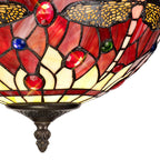 NLK00939 Heidi 3 Light Semi Ceiling With 30cm Tiffany Shade Purple/Pink/Crystal/Aged Antique Brass