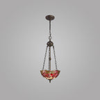 NLK00949 Heidi 2 Light Up Lighter Pendant With 30cm Tiffany Shade Purple/Pink/Crystal/Aged Antique Brass
