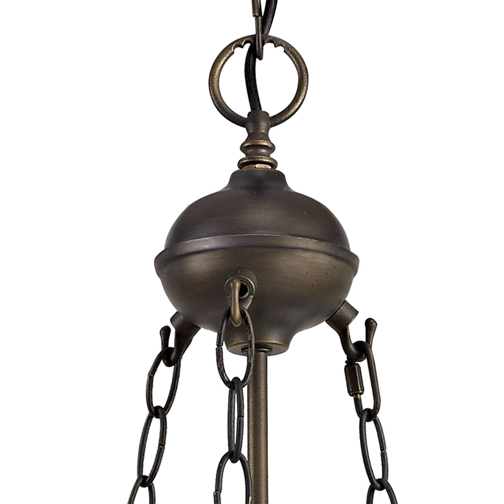 NLK00949 Heidi 2 Light Up Lighter Pendant With 30cm Tiffany Shade Purple/Pink/Crystal/Aged Antique Brass