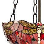 NLK00949 Heidi 2 Light Up Lighter Pendant With 30cm Tiffany Shade Purple/Pink/Crystal/Aged Antique Brass