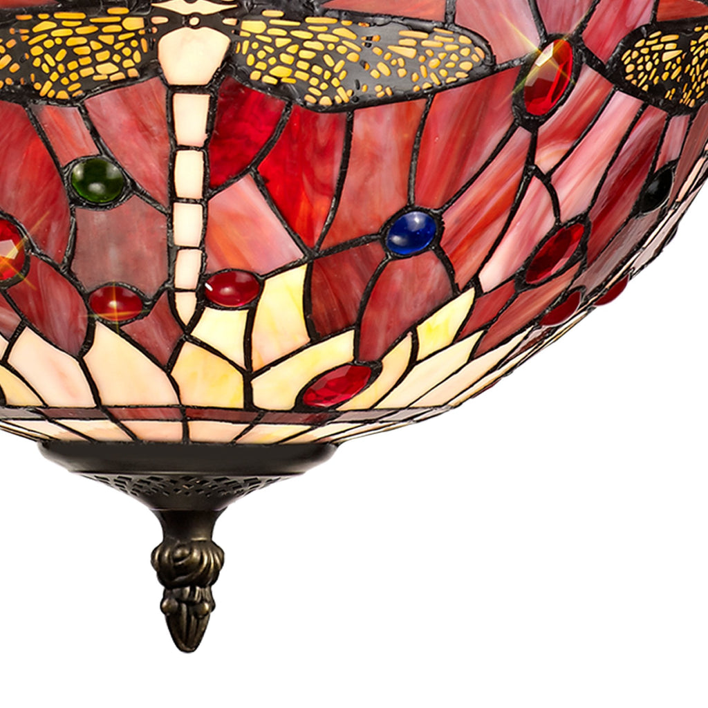NLK00949 Heidi 2 Light Up Lighter Pendant With 30cm Tiffany Shade Purple/Pink/Crystal/Aged Antique Brass