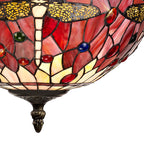 NLK00949 Heidi 2 Light Up Lighter Pendant With 30cm Tiffany Shade Purple/Pink/Crystal/Aged Antique Brass