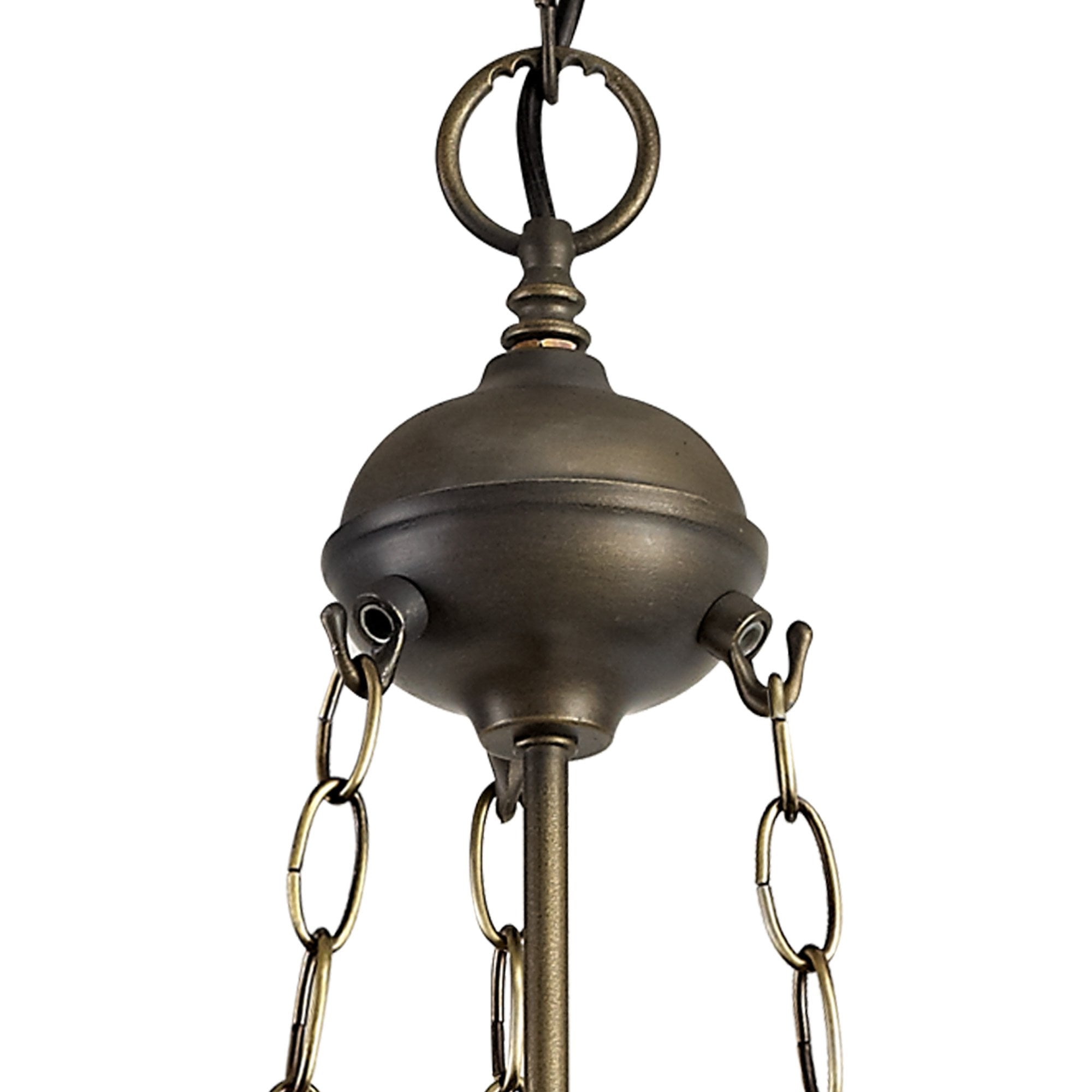 NLK00959 Heidi 3 Light Up Lighter Pendant With 30cm Tiffany Shade Purple/Pink/Crystal/Aged Antique Brass