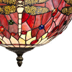 NLK00959 Heidi 3 Light Up Lighter Pendant With 30cm Tiffany Shade Purple/Pink/Crystal/Aged Antique Brass
