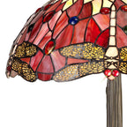 NLK00969 Heidi 2 Light Tree Like Table Lamp With 40cm Tiffany Shade Purple/Pink/Crystal/Aged Antique Brass
