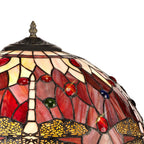 NLK00969 Heidi 2 Light Tree Like Table Lamp With 40cm Tiffany Shade Purple/Pink/Crystal/Aged Antique Brass