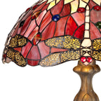 NLK00979 Heidi 2 Light Curved Table Lamp With 40cm Tiffany Shade Purple/Pink/Crystal/Aged Antique Brass