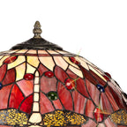 NLK00979 Heidi 2 Light Curved Table Lamp With 40cm Tiffany Shade Purple/Pink/Crystal/Aged Antique Brass
