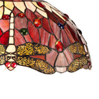 NLK00999 Heidi 1 Light Down Lighter Pendant With 40cm Tiffany Shade Purple/Pink/Crystal/Aged Antique Brass
