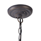 NLK01009 Heidi 2 Light Down Lighter Pendant With 40cm Tiffany Shade Purple/Pink/Crystal/Aged Antique Brass