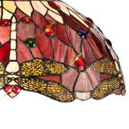 NLK01009 Heidi 2 Light Down Lighter Pendant With 40cm Tiffany Shade Purple/Pink/Crystal/Aged Antique Brass