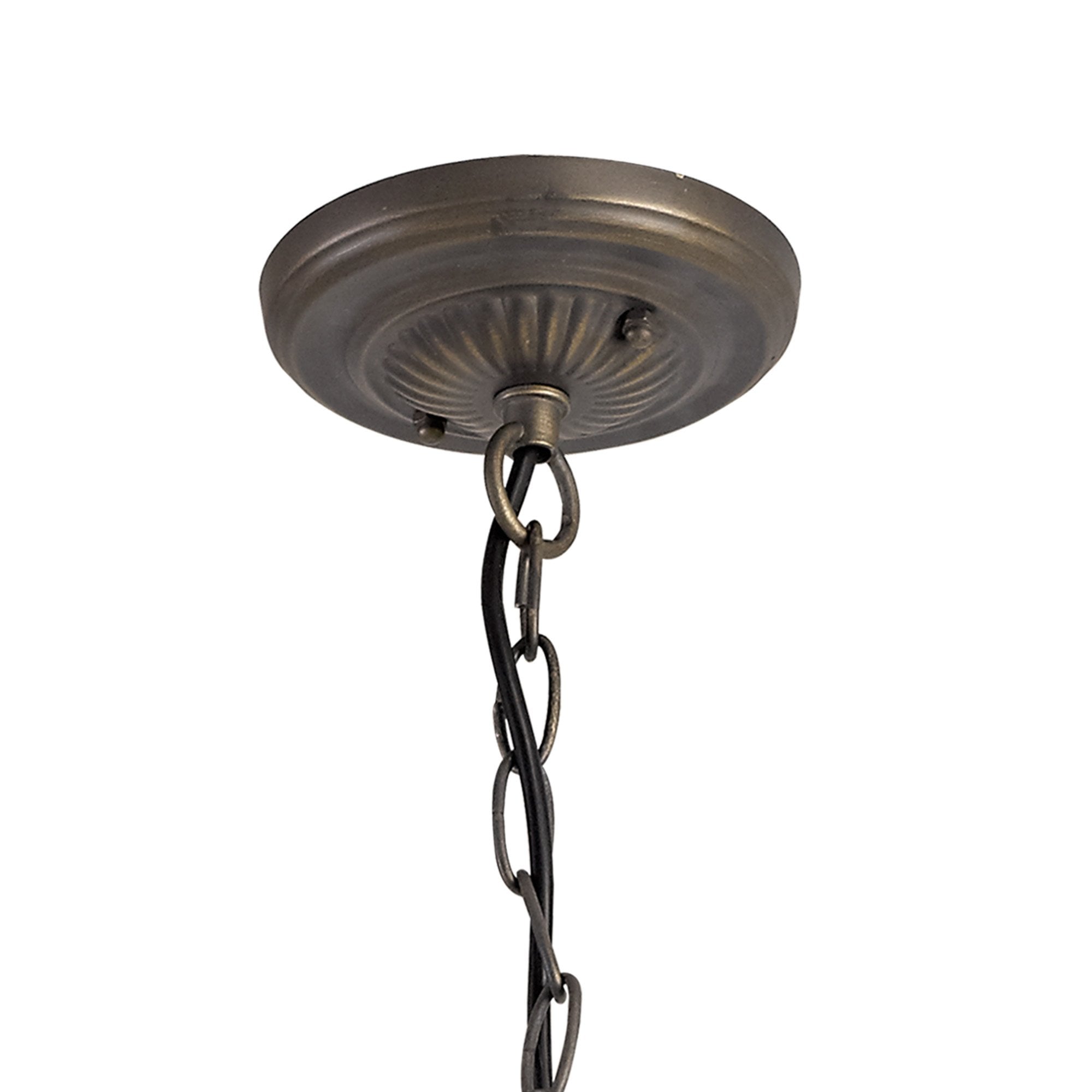 NLK01019 Heidi 3 Light Down Lighter Pendant With 40cm Tiffany Shade Purple/Pink/Crystal/Aged Antique Brass