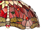 NLK01019 Heidi 3 Light Down Lighter Pendant With 40cm Tiffany Shade Purple/Pink/Crystal/Aged Antique Brass