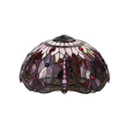 NLK01019 Heidi 3 Light Down Lighter Pendant With 40cm Tiffany Shade Purple/Pink/Crystal/Aged Antique Brass
