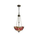 NLK01039 Heidi 3 Light Up Lighter Pendant With 40cm Tiffany Shade Purple/Pink/Crystal/Aged Antique Brass