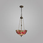 NLK01039 Heidi 3 Light Up Lighter Pendant With 40cm Tiffany Shade Purple/Pink/Crystal/Aged Antique Brass