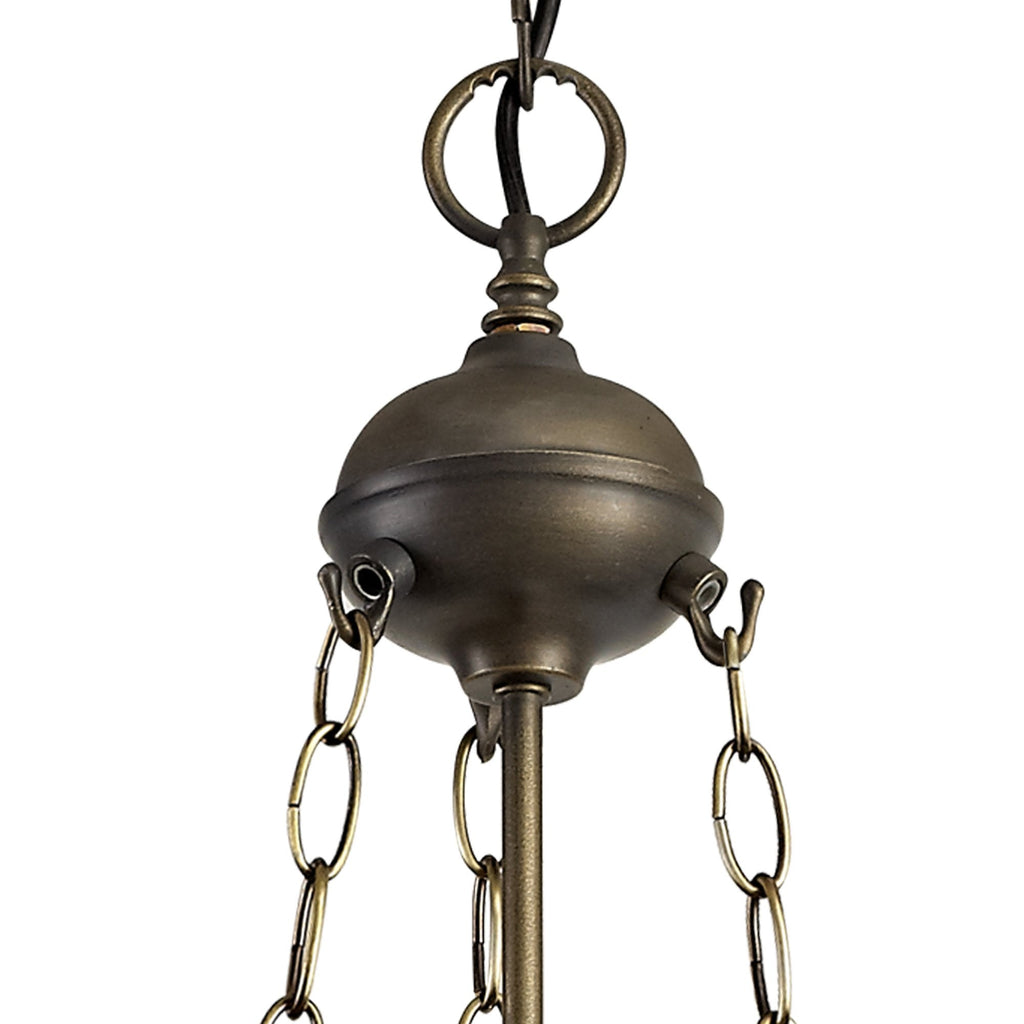 NLK01039 Heidi 3 Light Up Lighter Pendant With 40cm Tiffany Shade Purple/Pink/Crystal/Aged Antique Brass