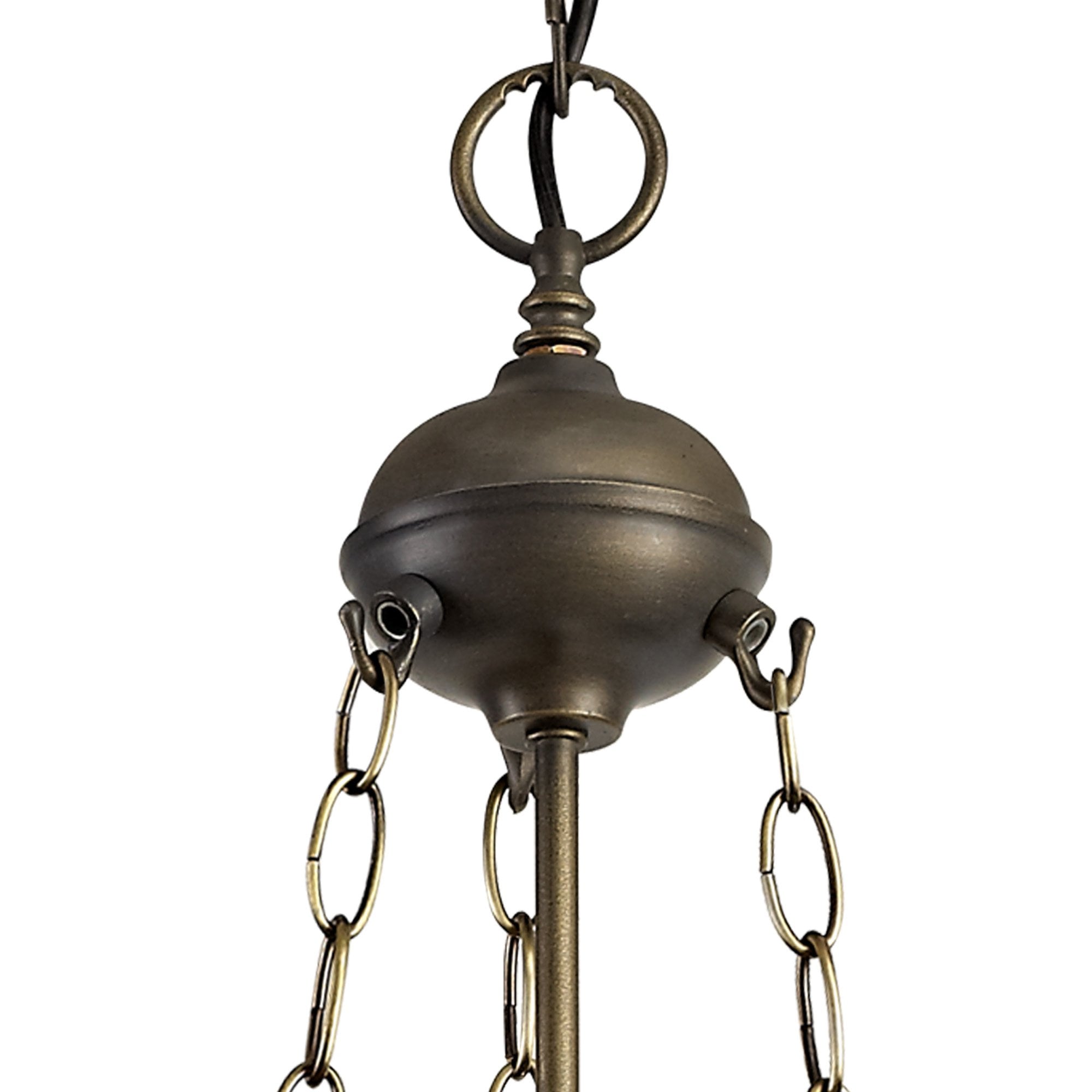 NLK01039 Heidi 3 Light Up Lighter Pendant With 40cm Tiffany Shade Purple/Pink/Crystal/Aged Antique Brass