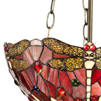 NLK01039 Heidi 3 Light Up Lighter Pendant With 40cm Tiffany Shade Purple/Pink/Crystal/Aged Antique Brass