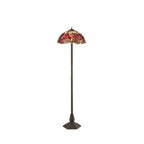 NLK01049 Heidi 2 Light Octagonal Floor Lamp With 40cm Tiffany Shade Purple/Pink/Crystal/Aged Antique Brass