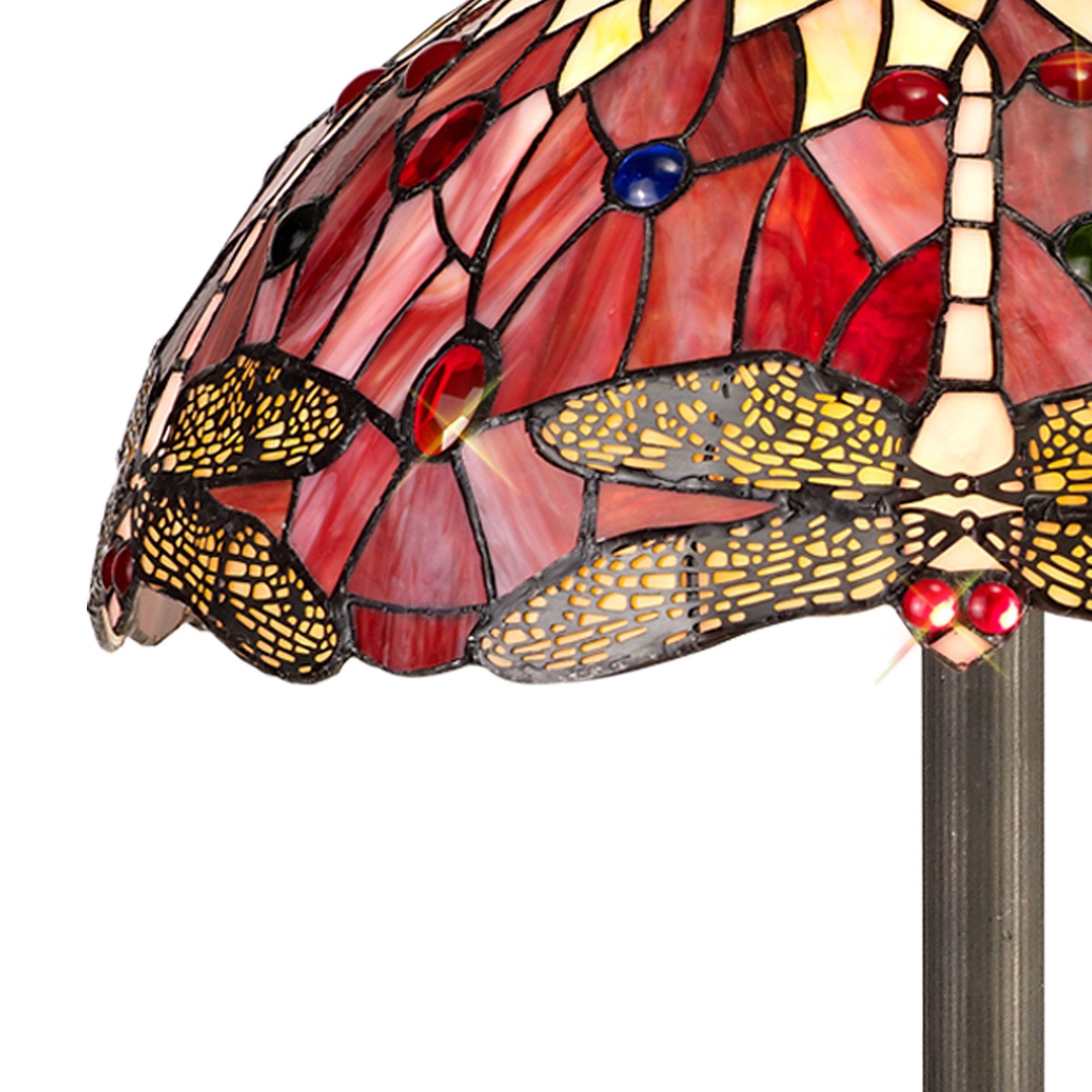 NLK01049 Heidi 2 Light Octagonal Floor Lamp With 40cm Tiffany Shade Purple/Pink/Crystal/Aged Antique Brass
