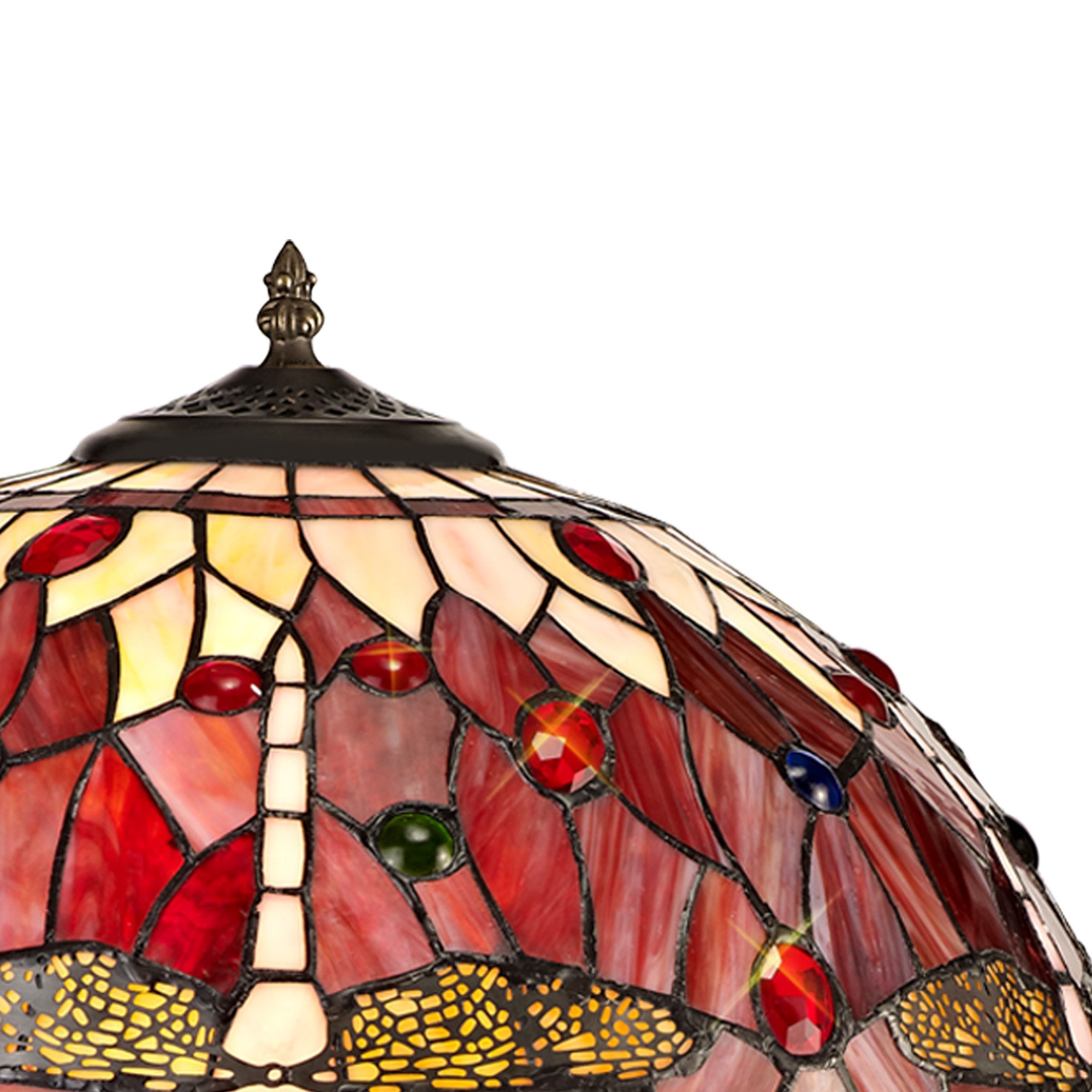 NLK01049 Heidi 2 Light Octagonal Floor Lamp With 40cm Tiffany Shade Purple/Pink/Crystal/Aged Antique Brass