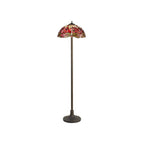 NLK01059 Heidi 2 Light Stepped Design Floor Lamp With 40cm Tiffany Shade Purple/Pink/Crystal/Aged Antique Brass