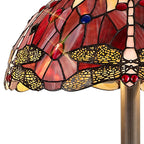 NLK01079 Heidi 2 Light Leaf Design Floor Lamp With 40cm Tiffany Shade Purple/Pink/Crystal/Aged Antique Brass
