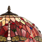 NLK01079 Heidi 2 Light Leaf Design Floor Lamp With 40cm Tiffany Shade Purple/Pink/Crystal/Aged Antique Brass