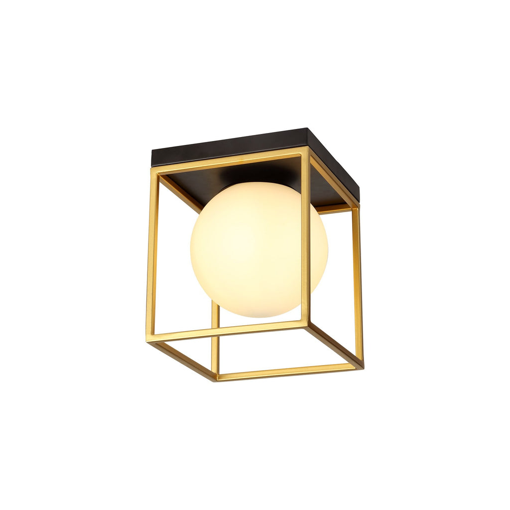 NL75639 Helma Square Ceiling Flush 1 Light Matt Black/Painted Gold
