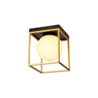 NL75639 Helma Square Ceiling Flush 1 Light Matt Black/Painted Gold