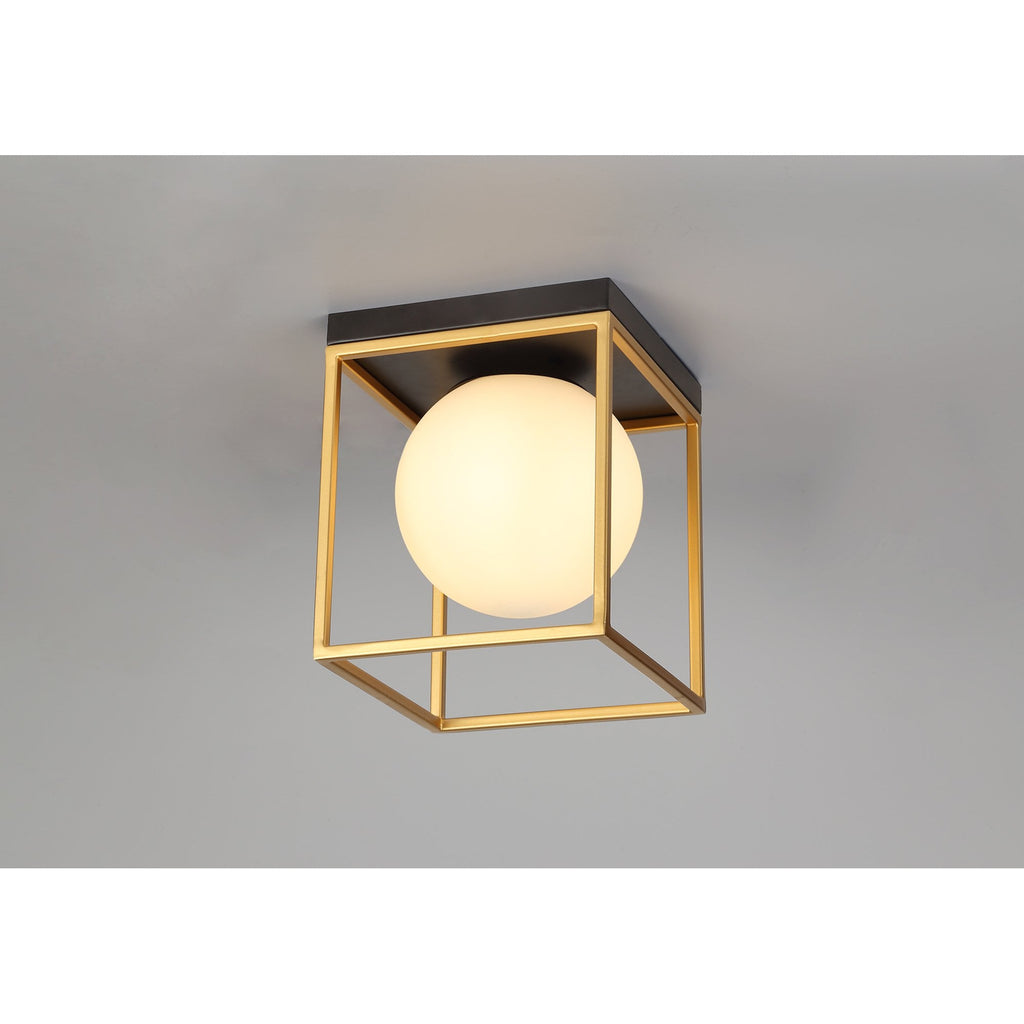 NL75639 Helma Square Ceiling Flush 1 Light Matt Black/Painted Gold