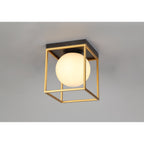 NL75639 Helma Square Ceiling Flush 1 Light Matt Black/Painted Gold