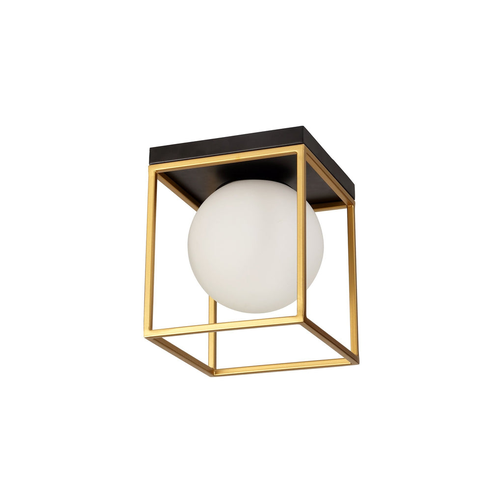 NL75639 Helma Square Ceiling Flush 1 Light Matt Black/Painted Gold