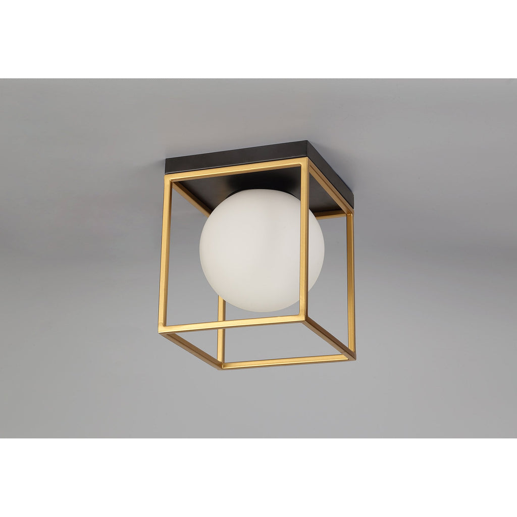 NL75639 Helma Square Ceiling Flush 1 Light Matt Black/Painted Gold