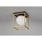 NL75639 Helma Square Ceiling Flush 1 Light Matt Black/Painted Gold