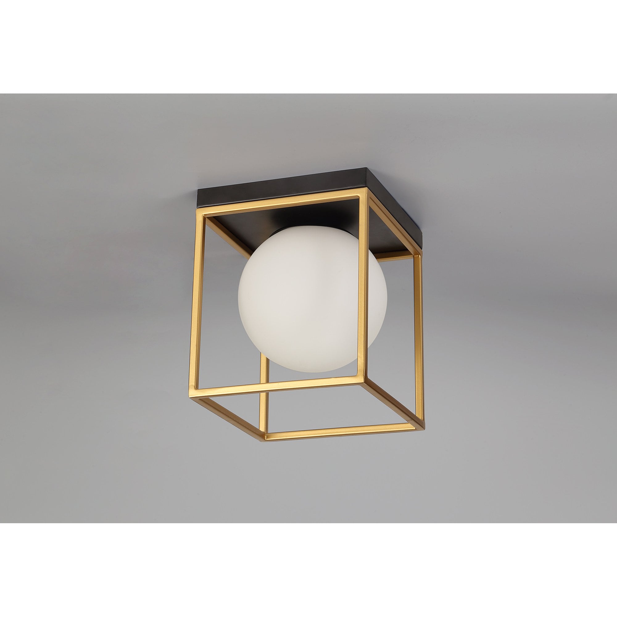 NL75639 Helma Square Ceiling Flush 1 Light Matt Black/Painted Gold