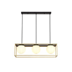 NL75649 Helma Linear Pendant 3 Light Adjustable Matt Black/Painted Gold