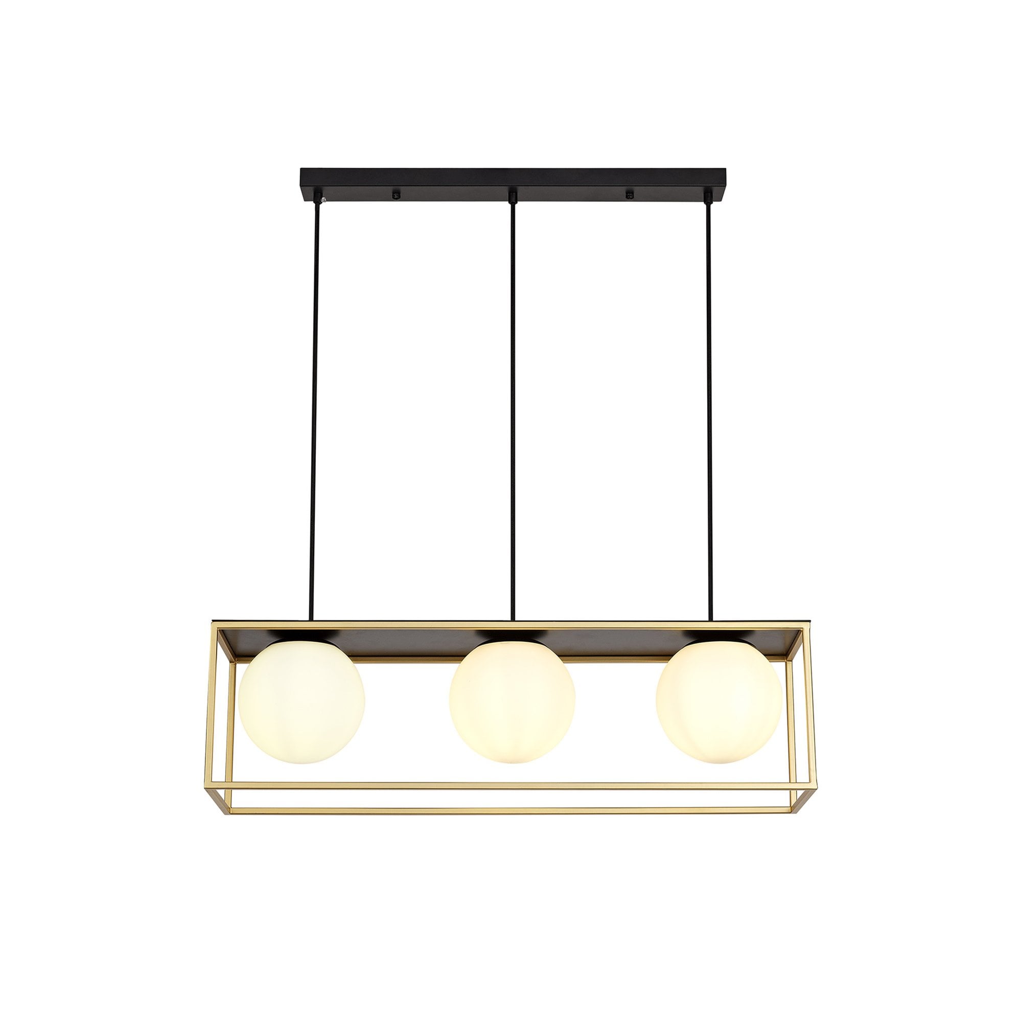 NL75649 Helma Linear Pendant 3 Light Adjustable Matt Black/Painted Gold