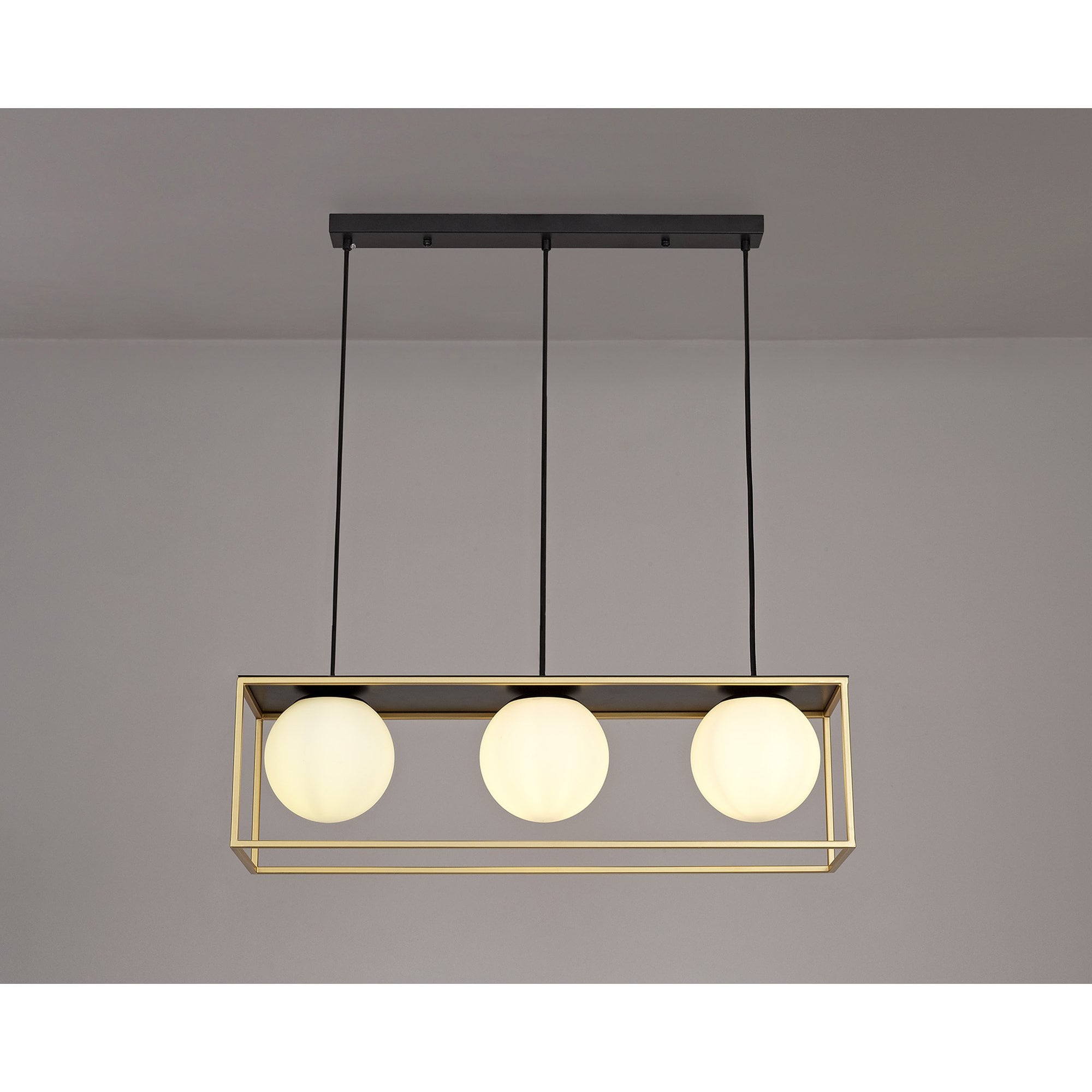 NL75649 Helma Linear Pendant 3 Light Adjustable Matt Black/Painted Gold