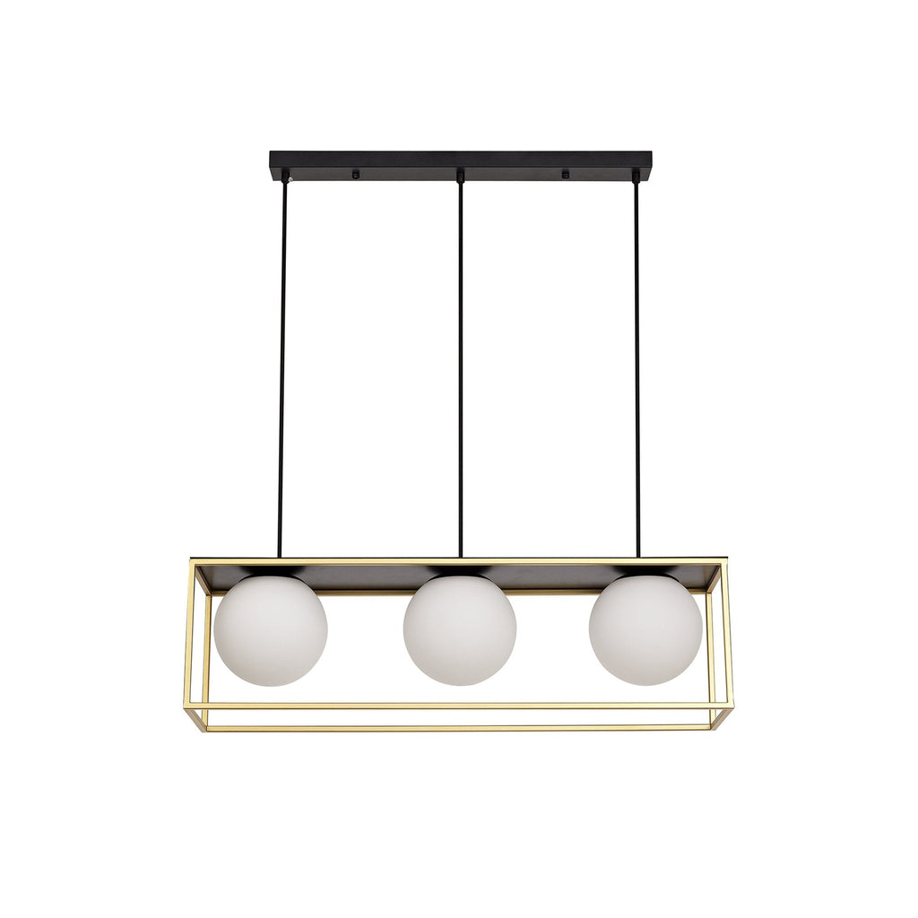 NL75649 Helma Linear Pendant 3 Light Adjustable Matt Black/Painted Gold