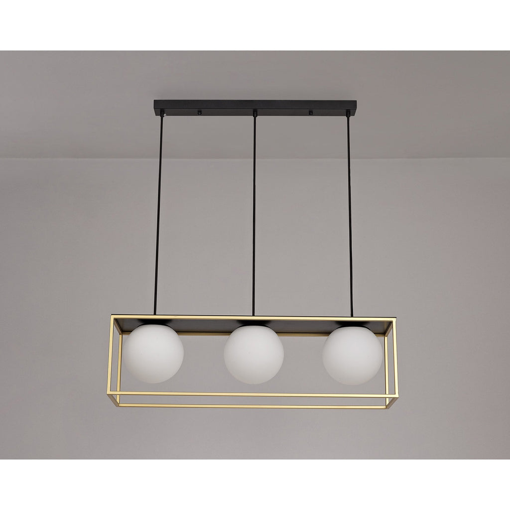 NL75649 Helma Linear Pendant 3 Light Adjustable Matt Black/Painted Gold
