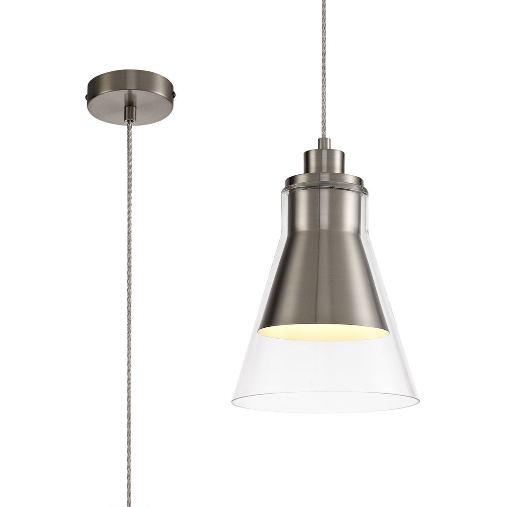 NL77729 Hoister Pendant 1 Light Satin Nickel/Clear Glass