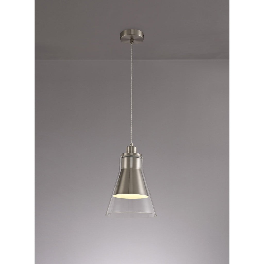 NL77729 Hoister Pendant 1 Light Satin Nickel/Clear Glass