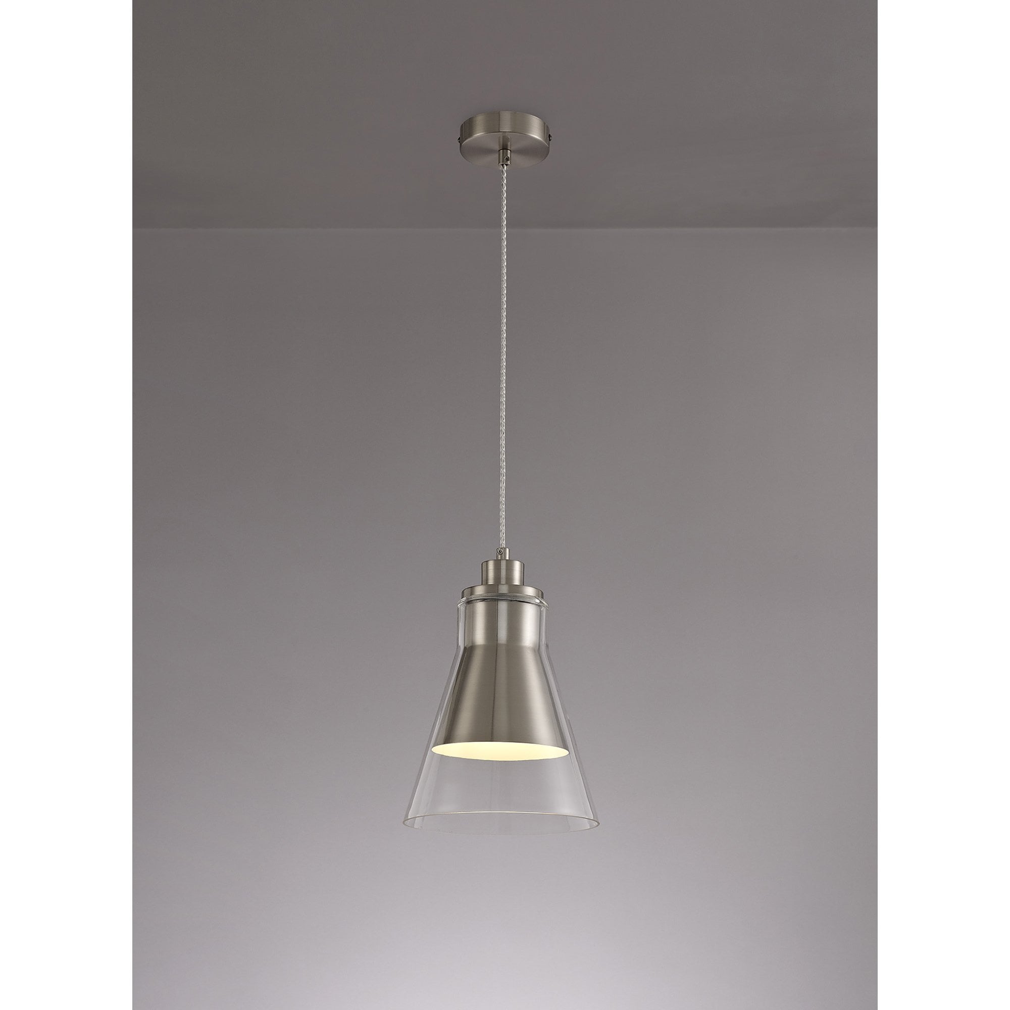 NL77729 Hoister Pendant 1 Light Satin Nickel/Clear Glass