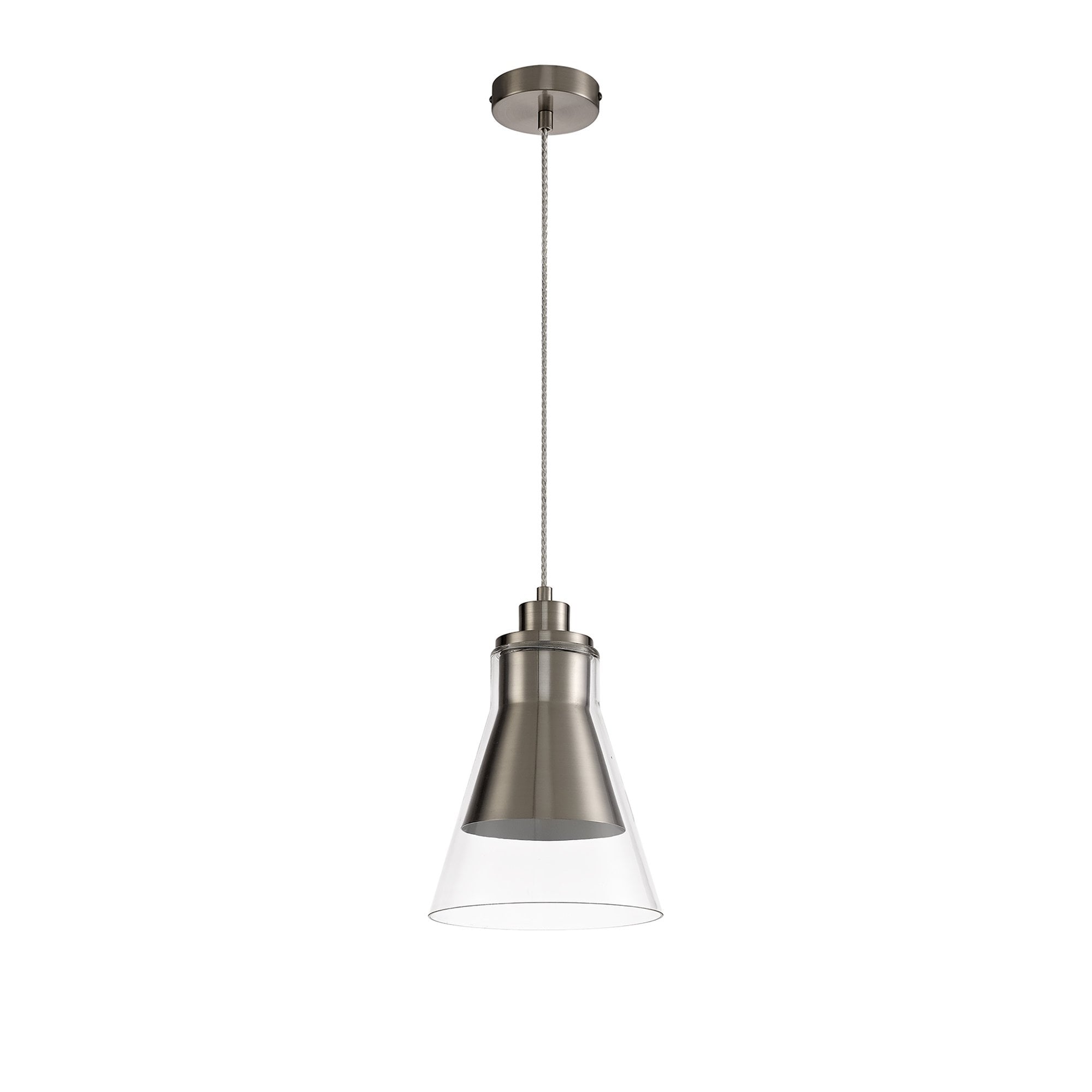 NL77729 Hoister Pendant 1 Light Satin Nickel/Clear Glass