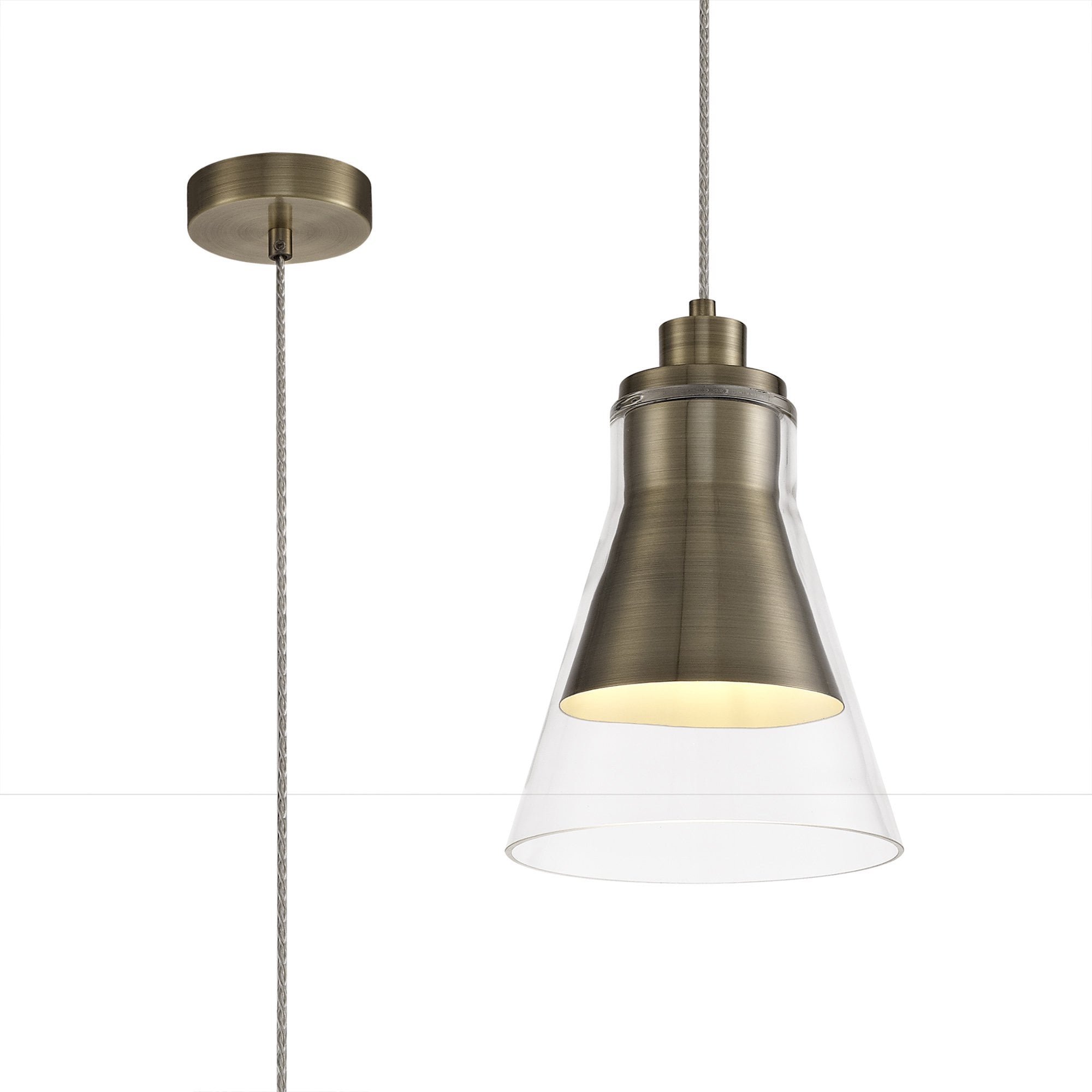NL77739 Hoister Pendant 1 Light Antique Brass/Clear Glass