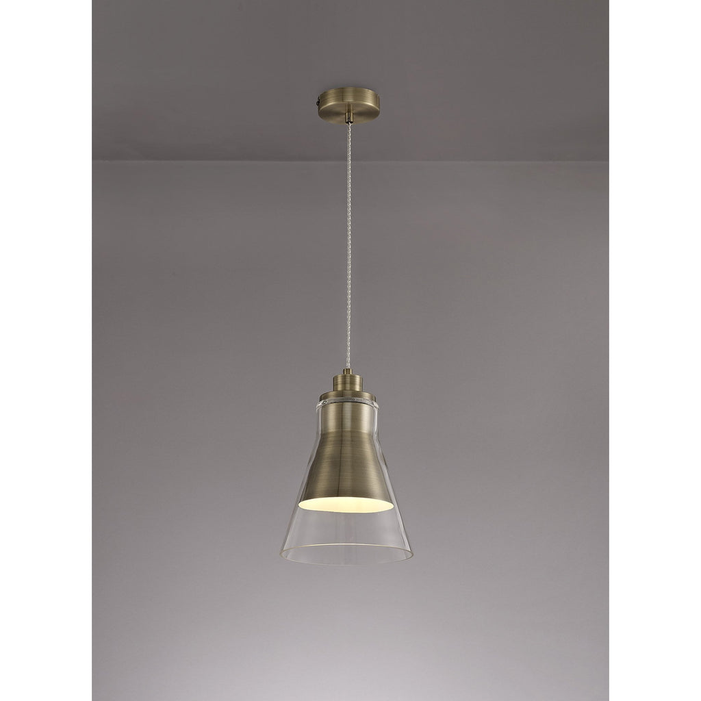NL77739 Hoister Pendant 1 Light Antique Brass/Clear Glass